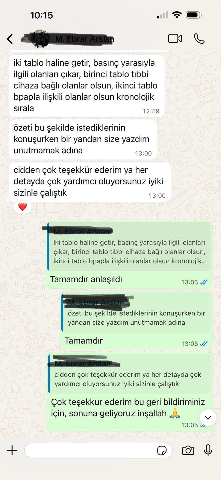 WhatsApp öğrenci geri bildirimi 2